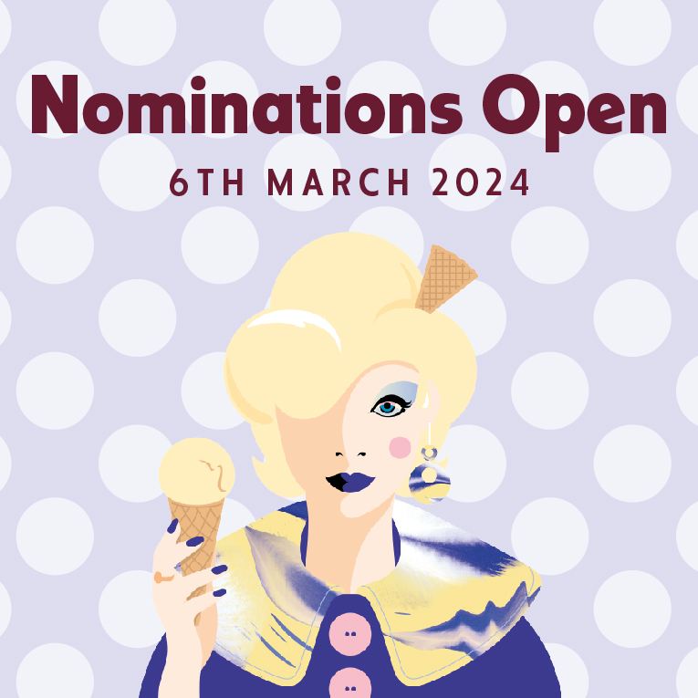Image lady with ice cream text on image Nomination Open 6th March 2024